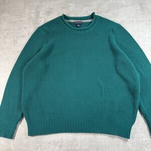 Lands End Oversized Knit Sweater Teal Mens Size XXL